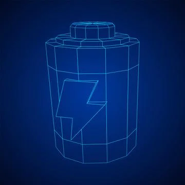 Alkaline cylinder battery with bolt icon Stock Illustration