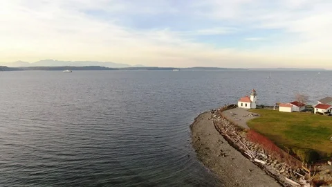 Alki Beach Light House Stock Footage 105246979