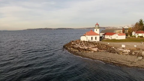 Alki Light House Stock Footage 105246802