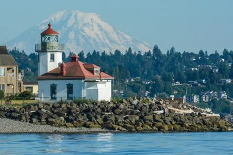 Alki Point Lighthouse Foto stock