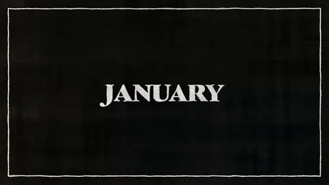 All 12 Months Of The Year White Font On Black Paper Stock Footage 229991633