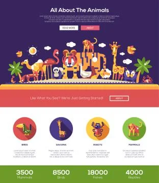All about animals website header banner with webdesign elements イラスト素材