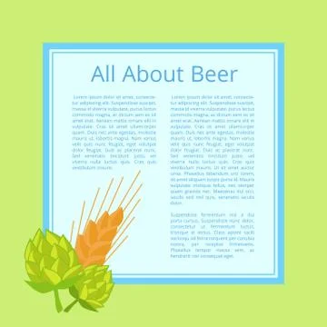 All About Beer Poster with Cabbage and Wheat Ear Ilustración de archivo