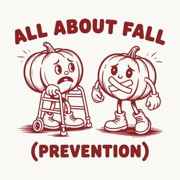 All about fall prevention funny pumpkin design autumn humor graphic cute th.. Stock Illustration