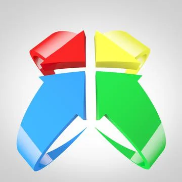 All arrows lead to the same point. Computer graphic of arrows pointing inward Stock Photos