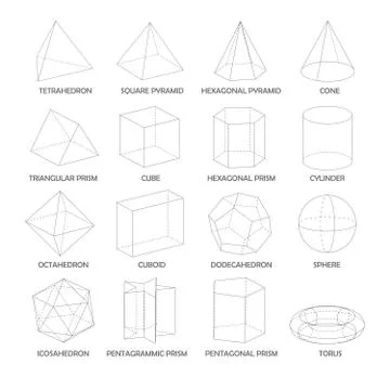 All basic 3d shapes template. Realistic with shadow Иллюстрация