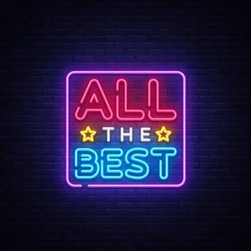 All the best Neon Text Vector. All the best neon sign, design template, modern Stock Illustration