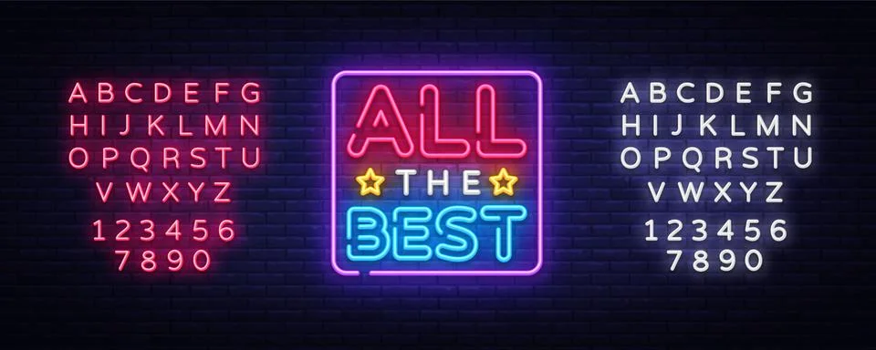 All the best Neon Text Vector. All the best neon sign, design template, modern Stock Illustration