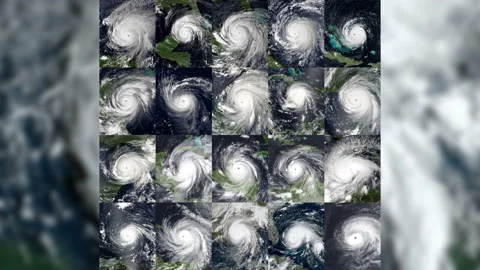 All Category 5 Atlantic hurricanes 1979 to 2023 animation call at one time Stock Footage 236447352