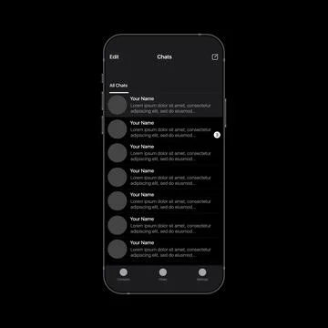 All Chats Interface in Mobile App Stock Illustration
