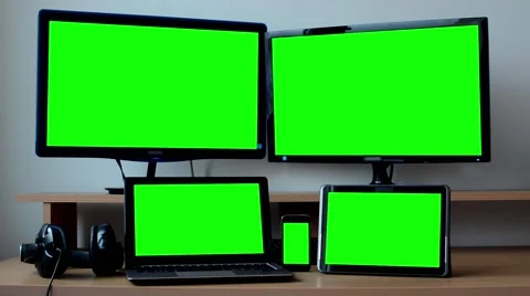 All devices (PC, computer, notebook, laptop, tablet, smartphone) - green screen Stock-Footage 44419541