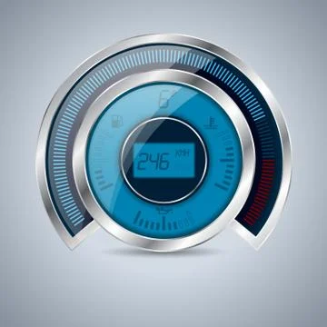 All digital shiny metallic speedometer rev counter Stock-Illustration