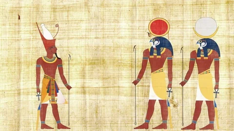 All Egypt Pharaoh with Ra and Khonsu Stock Footage