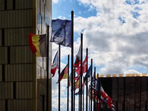 All EU flags Stock Photos