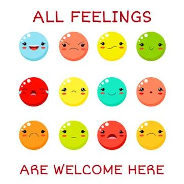 All feeling are welcome here. Vector banner with affirmation Stock Illustration