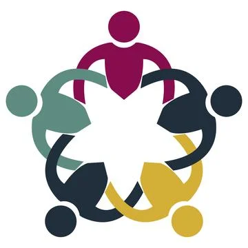 All Five People Circle Together Circle of Connection Stock Illustration