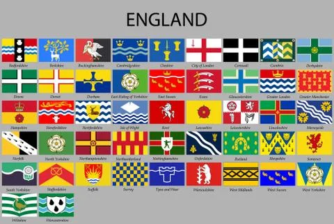 All Flags counties of England Illustrazione stock