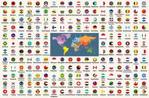 All flags of the world  in circular form design Stock-Illustration