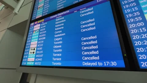 All the flights were cancelled due to a snowstorm and severe weather Stock Footage 227560509