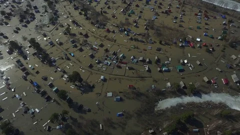 All flooded - aerial view Video stock 71844178