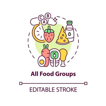 All food groups concept icon Stock Illustration