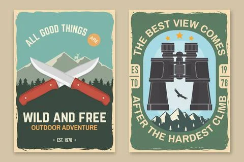 All good things are wild and free. Summer camp badge. For patch, stamp. Vector Illustrazione stock