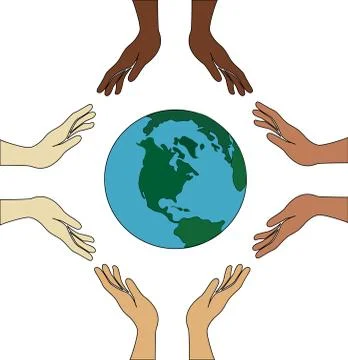 All hands hold the world Stock Illustration