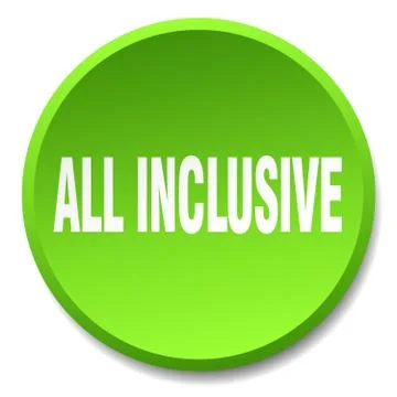 All inclusive green round flat isolated push button Stock Illustration