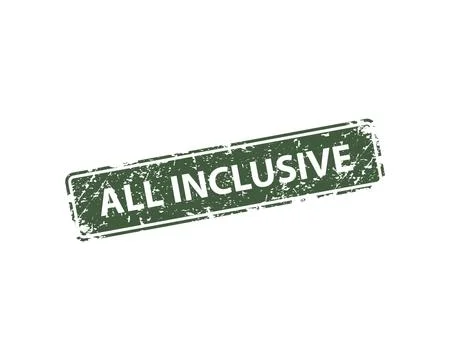 All inclusive stamp vector texture. Rubber cliche imprint. Web or print desig Stock Illustration