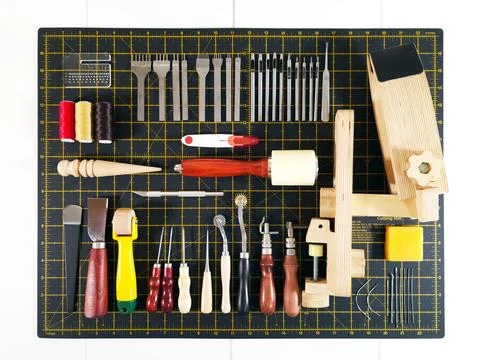 All instruments for leather. Stock Photos