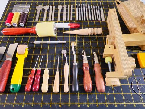 All instruments for leather. Stock Photos