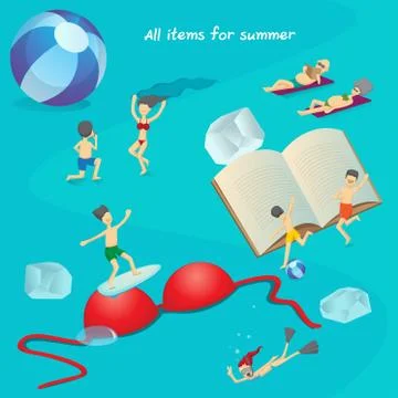 All items for summer Stock Illustration