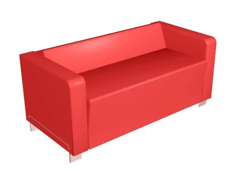 All-leather red sofa, 3D illustration Stock Illustration