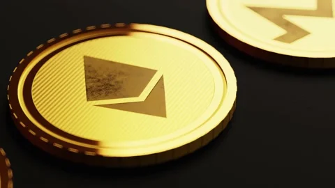 All main cryptocurrency token on black background Stock Footage 205315474
