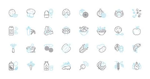 All-natural linear icons set. Organic, Pure, Clean, Fresh, Wholesome Stock Illustration