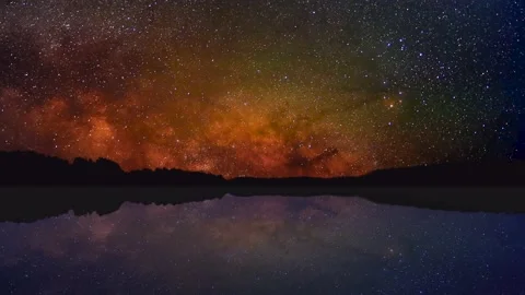 All night starry sky time lapse, with rising Milky Way Galaxy Stock Footage 155821916