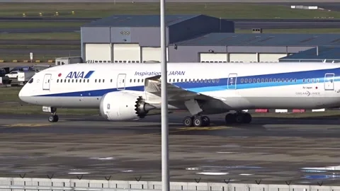 All Nippon Airlines Boeing 787 Dreamliner Taxiing at Brussels Airport Stock Footage 237540440