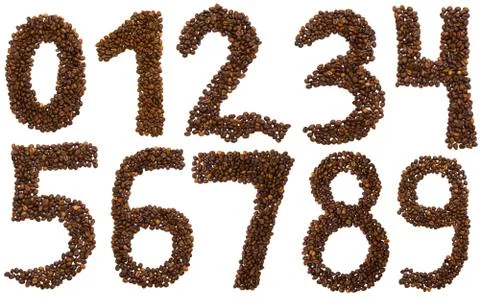 All numbers of coffee beans Stock Photos
