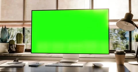 An all-in-one computer camera revolves around the blank screen - footage in.. Stock Footage 262751745