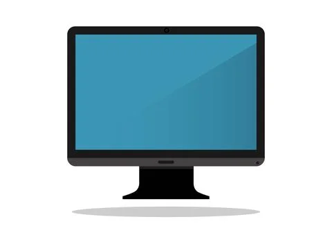 All In One Computer Clipart Isolated On White Background. PC Icon Stock Illustration