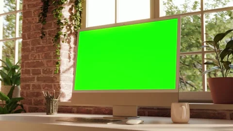 All-in-One Computer Screen Mockup Dynamic Camera Right Bottom Prerspective .. Video stock 329167707