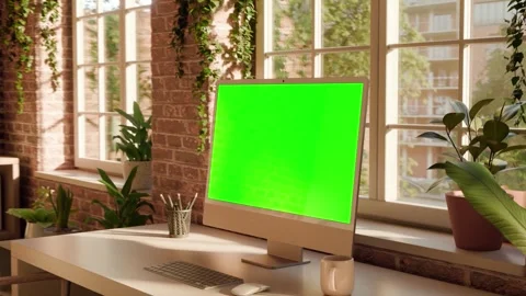All-in-One Computer Screen Mockup Dynamic Camera Right Prerspective Movemen.. Video stock 329167711