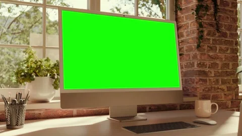 All-in-One Computer Screen Mockup Dynamic Camera Bottom Left Perspective Mo.. Video stock 329167714