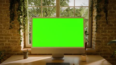 All-in-One Computer Screen Mockup Front Push In  Zoom into Full Screen, Chr.. 스톡 동영상 329167822