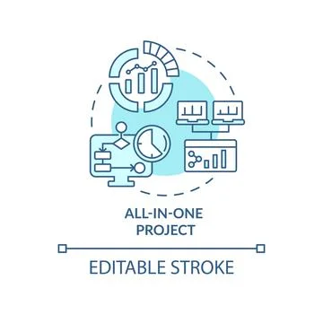 All-in-one project turquoise concept icon Illustrazione stock