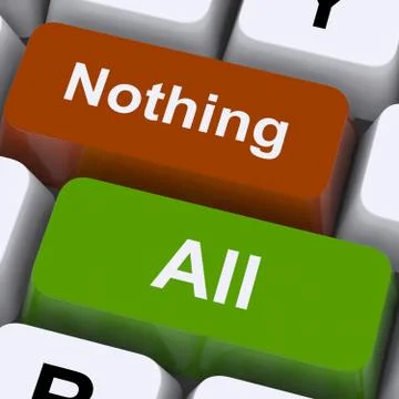 All or nothing keys meaning entire or zero Illustrazione stock