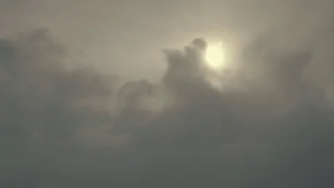 All-over gray clouds from the flying airplane window moving down in summer Stock Footage 81609076