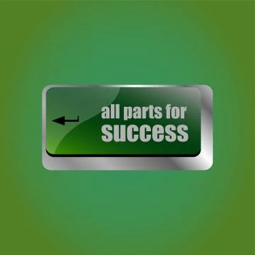 All parts for success button on computer keyboard key Illustrazione stock