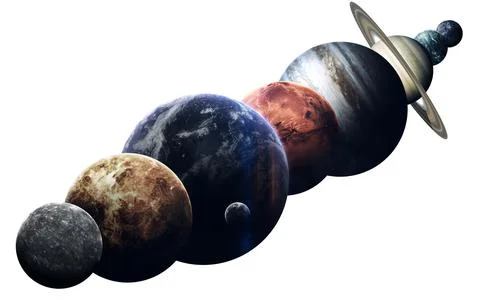 All planets of solar system on the white background. Educational image. Elements Stock Photos