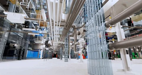 All-roun view of a BIM model of an office building with transparent walls Stock Footage 116787173